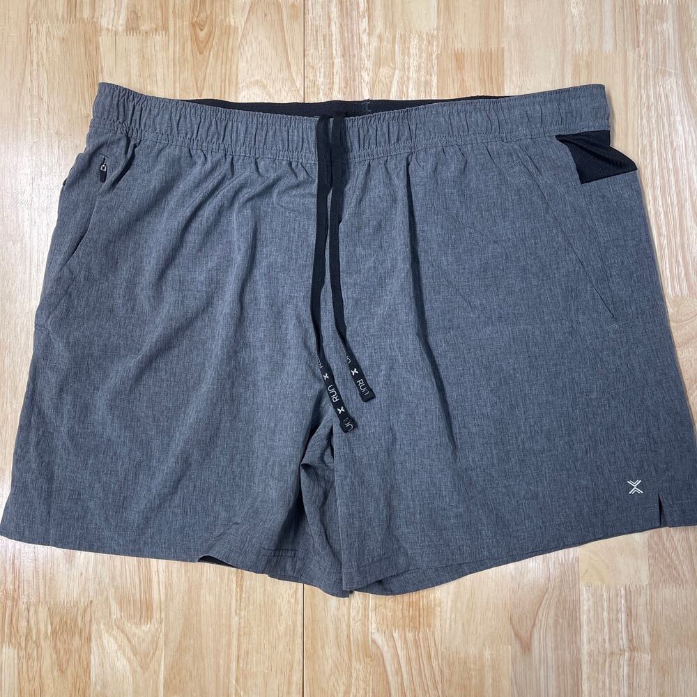 Xersion Shorts Mens XL Grey Run Short Quick-Dri 2 in 1 Brief Athletic Running